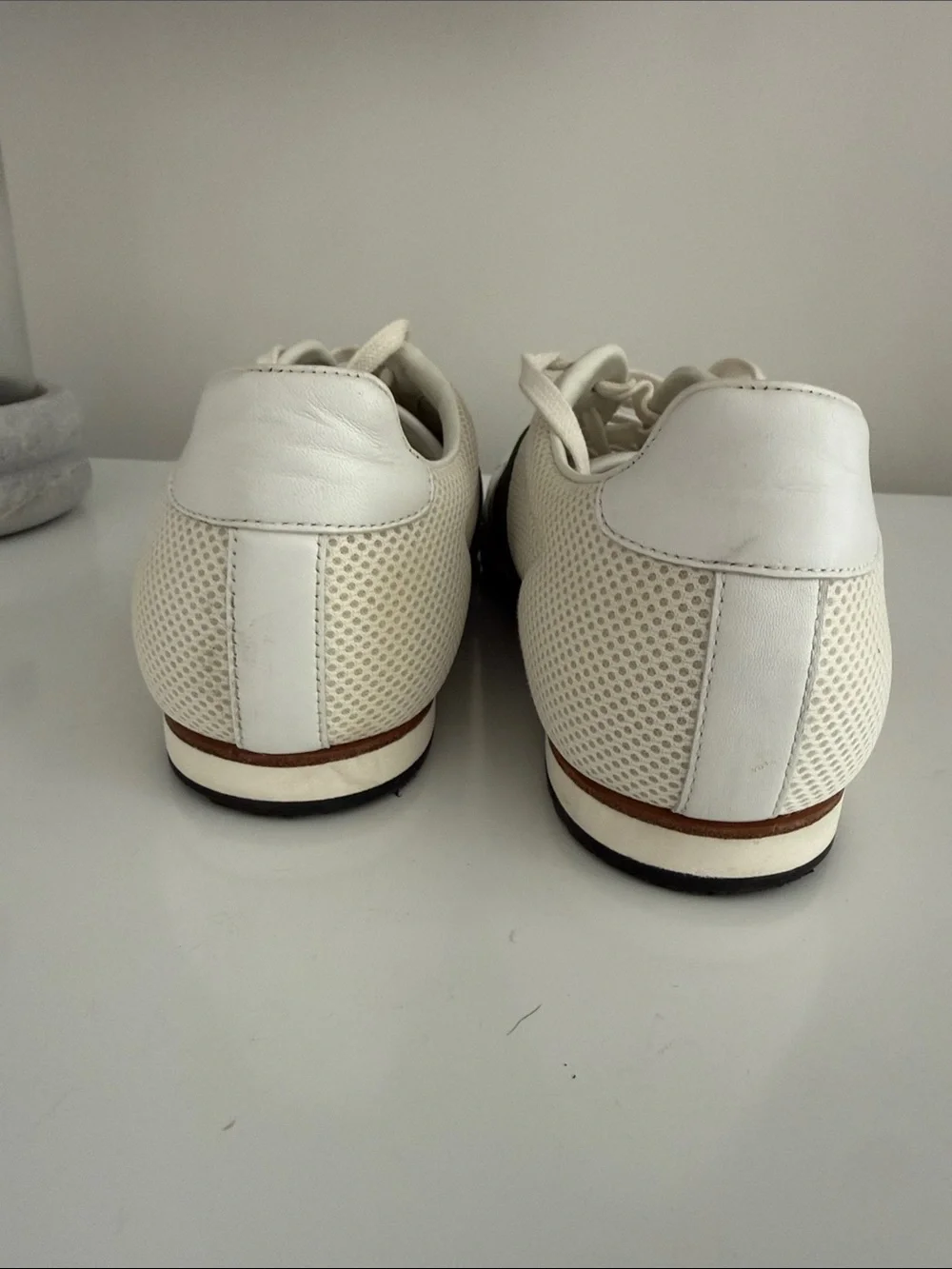Men’s Gucci White Leather Sneakers with Red and Green Web Stripe Accent